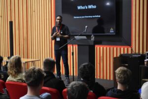 Eli Turay giving a talk