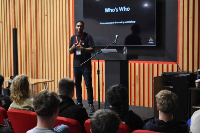 Eli Turay giving a talk