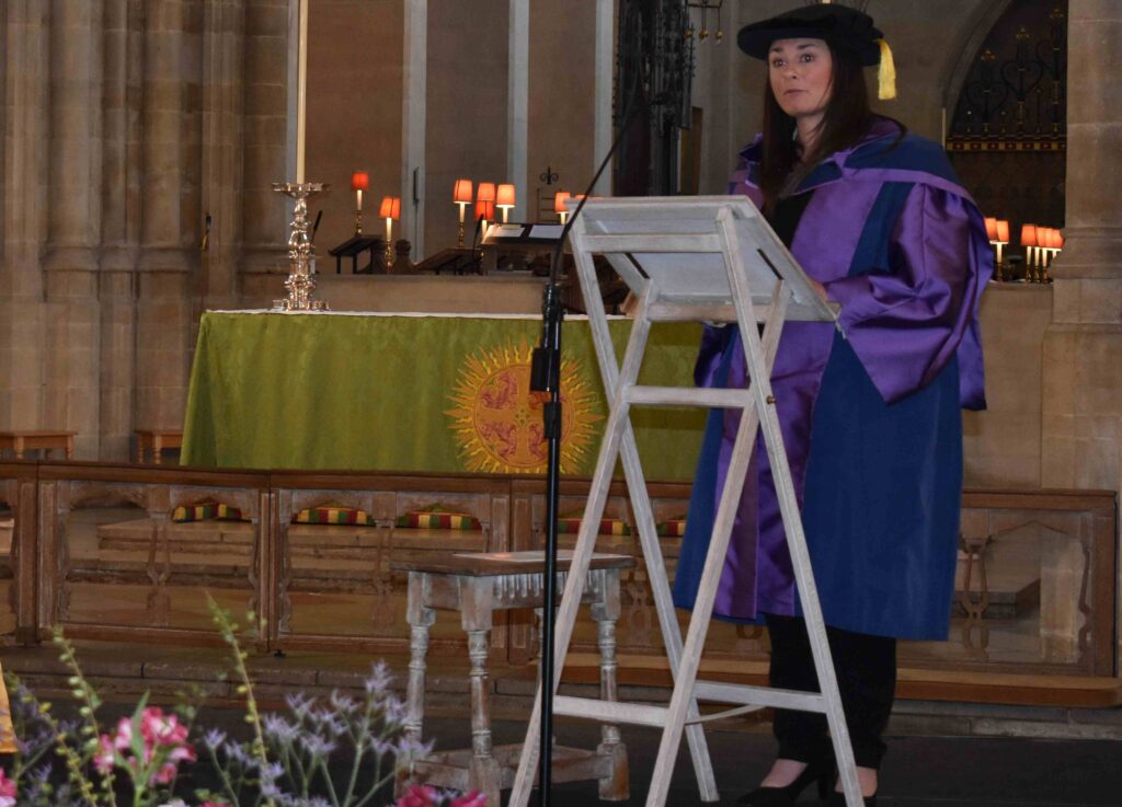 Charlotte Horobin received an honorary degree at the annual University Studies at West Suffolk College graduation ceremony